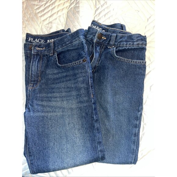 Two Pair Boys Jeans 8 Husky Children’s Place Cat Jack Denim Long Straight - Picture 1 of 5